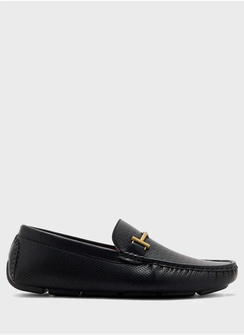 Robert Wood Trim Detail Textuted Loafers