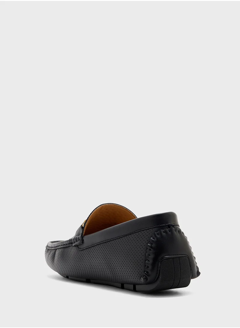 Robert Wood Trim Detail Textuted Loafers