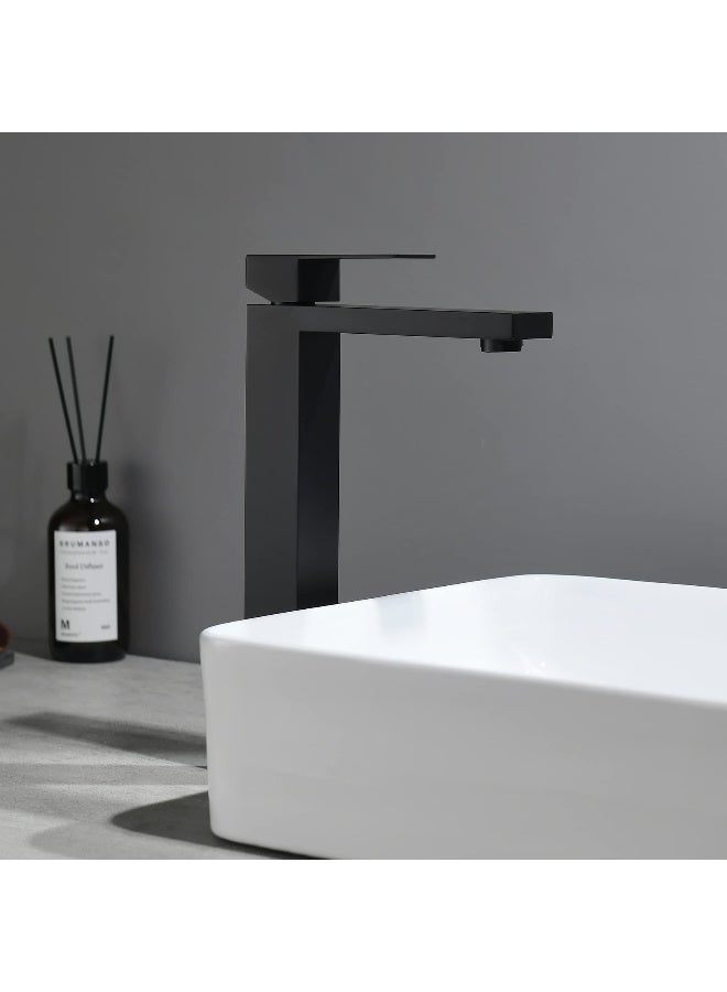 روما خلاط مغسلة طويل ROMA أسود مطفي، صنبور حوض حمام حديث للأحواض المرتفعة مقاوم للصدأ - Image 2