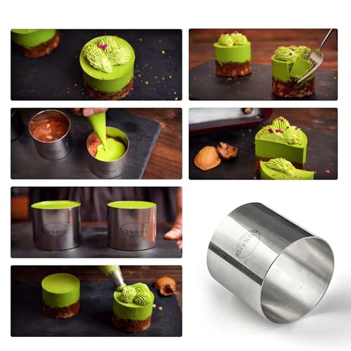 SUNRISE (Pack of 2) Round Food Ring, Stainless Steel (3.5" D x 2"H) - Image 3