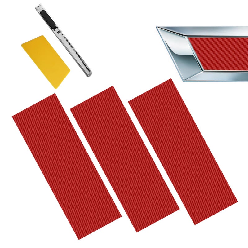 CmeRto 3Pcs Carbon Fiber Red Carbon Fiber Stickers Bowtie Logo Wrap Stickers CutYourOwn Emblem Overlay DIY Decals Compatible with Chevy - Image 3