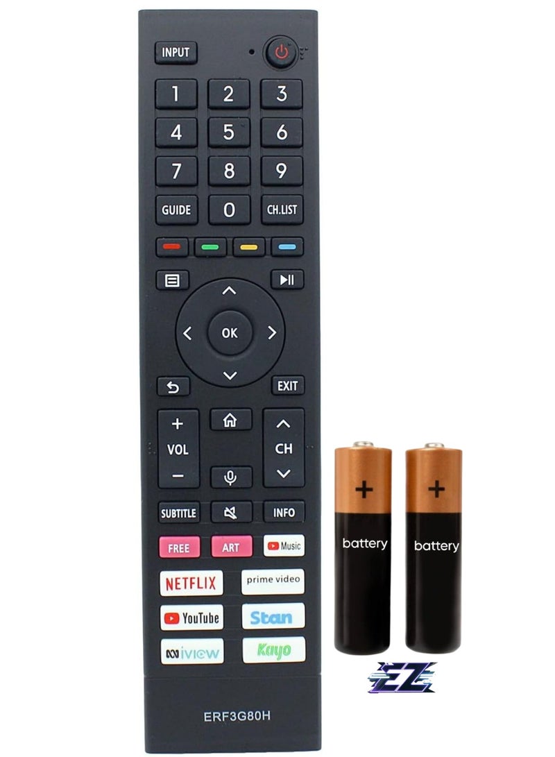 ELTRAZONE RF3G80H Replacement IR Remote Control for Hisense TV A7G U7G Series 43A7G 50A7G 55A7G 65A7G 75A7G 85A7G 43A7HAU 50A7HAU 55A7HAU 65A7HAU 75A7HAU 85A7HAU 85A7HAU 85A7HAU with battery - Image 1