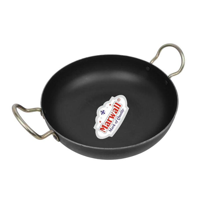 MARWALL Iron Kadai with Double Handles PreSeasoned Cooking Pan Traditional Cookware 750ml - Image 1