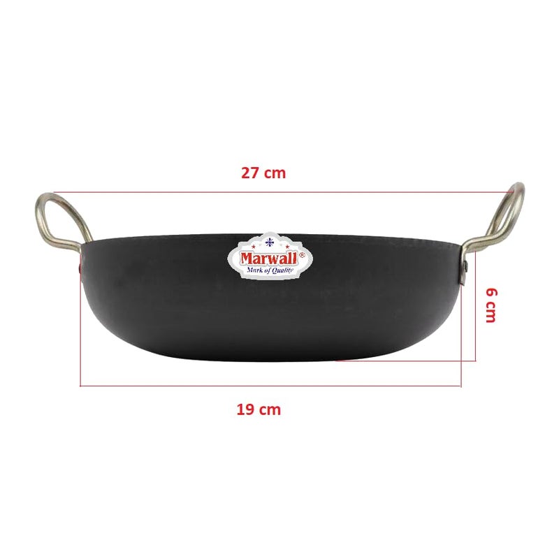 MARWALL Iron Kadai with Double Handles PreSeasoned Cooking Pan Traditional Cookware 750ml - Image 2