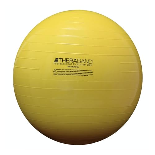Theraband Exercise and amp; Stability Ball with 45 cm Diameter, Standard Fitness Ball for Improved Posture, Balance, Yoga, Pilates, Core Stability, & Rehab, Fitness Ball, Yoga Ball, Yellow - Image 1