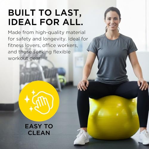 Theraband Exercise and amp; Stability Ball with 45 cm Diameter, Standard Fitness Ball for Improved Posture, Balance, Yoga, Pilates, Core Stability, & Rehab, Fitness Ball, Yoga Ball, Yellow - Image 3