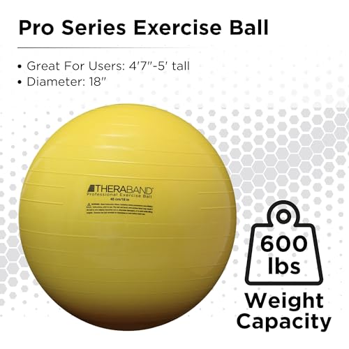 Theraband Exercise and amp; Stability Ball with 45 cm Diameter, Standard Fitness Ball for Improved Posture, Balance, Yoga, Pilates, Core Stability, & Rehab, Fitness Ball, Yoga Ball, Yellow - Image 2