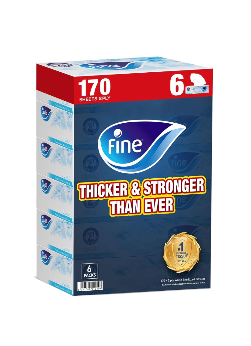 فاين مجموعة عبوات مناديل معقمة للوجه بطبقات ثنائية، عدد 170 منديلاً للعبوة، من 6 عبوات None - Image 1