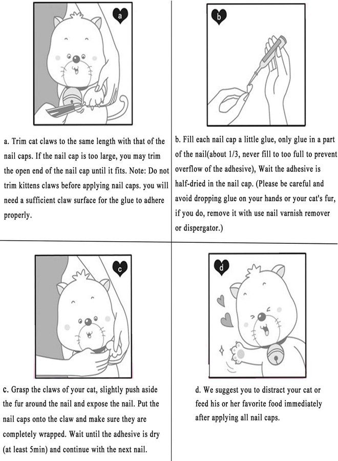 YMCCOOL 100pcs Cat Nail Caps Black Cat Paw Covers Kitten Nail Caps Pet Tips with Adhesives and Applicators Small - Image 4