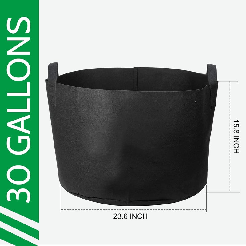 JERIA 12-Pack 30 Gallon, Vegetable/Flower/Plant Grow Bags, Aeration Fabric Pots with Handles (Black), Come with 12 Pcs Plant Labels - Image 2