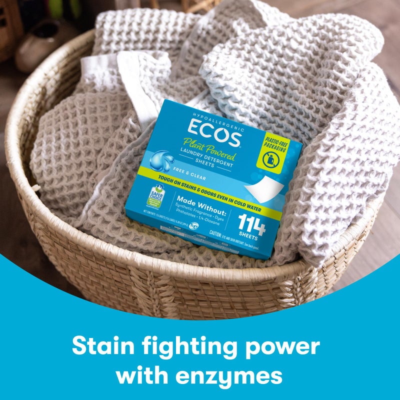 ECOS Laundry Detergent Sheets Vegan, No Plastic Jug, No Mess, Liquid Free - Hypoallergenic, Plant Powered Laundry Detergent Sheet - Magnolia & Lily - 114 Count (Pack of 1) - Image 3
