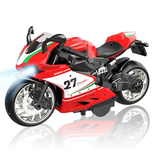 MQDMINI Motorcycle Toy for Metal Diecast Toy Motorcycle with Lights Sounds Automatic Drive for Boys Girls Aged 312Red - Image 1