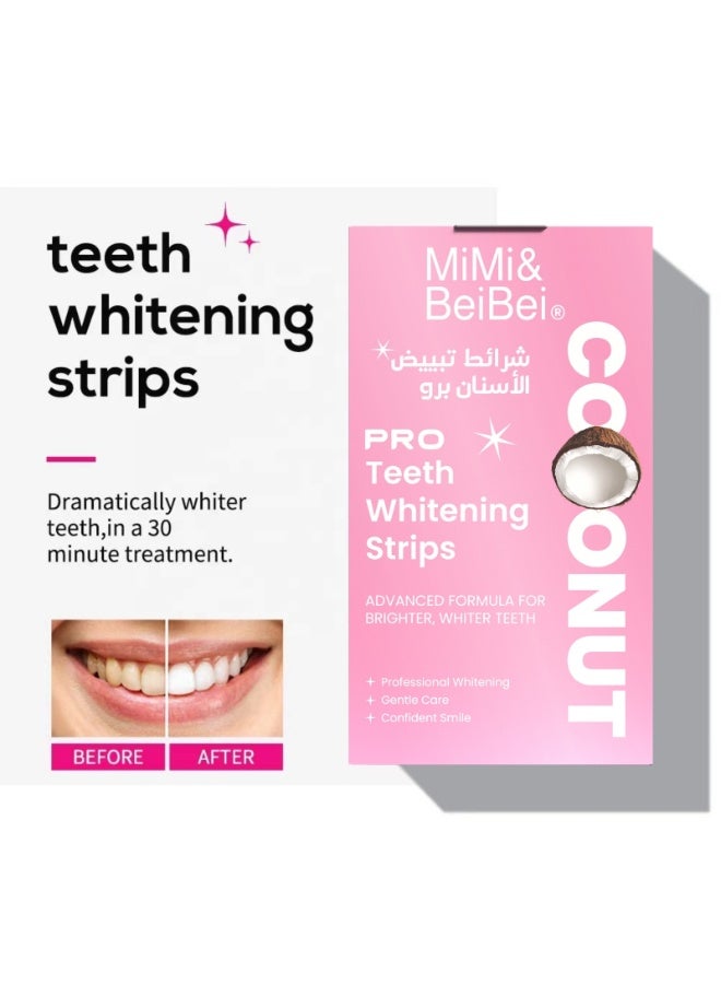 MiMi & BeiBei 14 Treatment Teeth Whitening Strips Kit with LED Light Tray, Remove Tea Coffee & Food Stains, Pro LED Light Whitening Tooth Care Oral Safe Teeth Whitener Strips with Coconut - Image 3