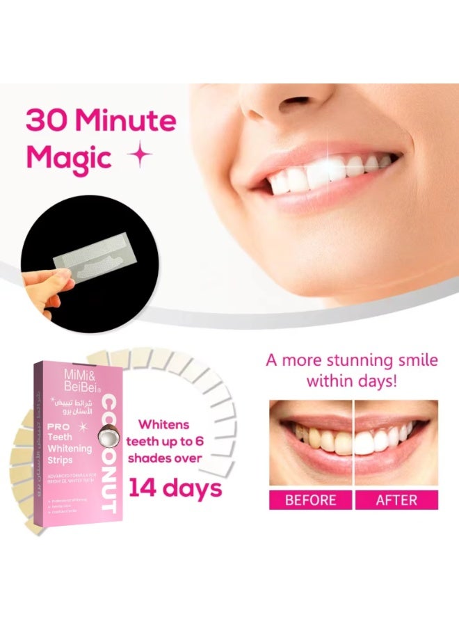 MiMi & BeiBei 14 Treatment Teeth Whitening Strips Kit with LED Light Tray, Remove Tea Coffee & Food Stains, Pro LED Light Whitening Tooth Care Oral Safe Teeth Whitener Strips with Coconut - Image 4
