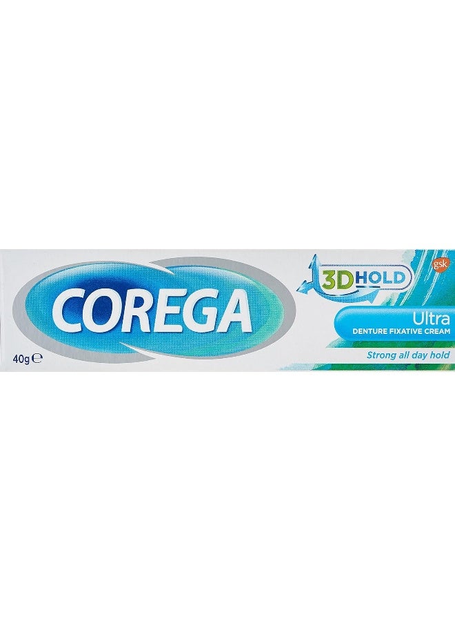 Corega Denture Fixative Cream, Ultra Cream For Teeth & Gums, 40 G - Image 2