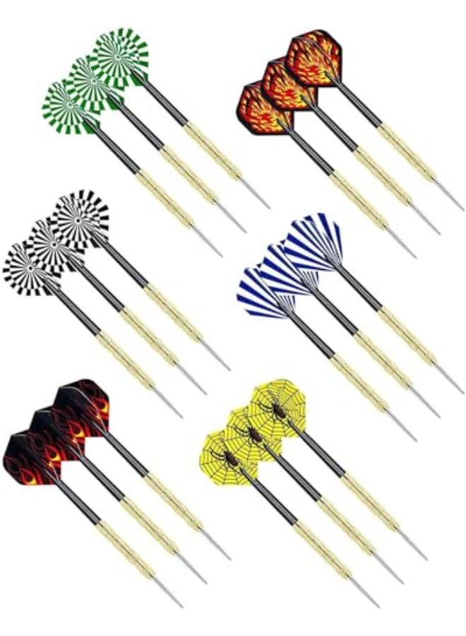 LANNJIN 18 Pack Steel Tip Darts Set, Professional Dartboard Darts with Aluminum Shafts and Standard Flights, Metal Tip Darts for Beginners and Advanced Players, Indoor Home Game - Image 1
