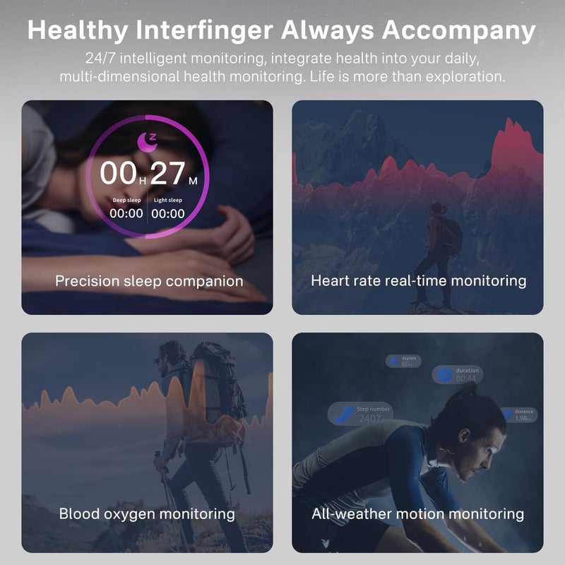 حلقة اللياقة البدنية تتبع صحة معدل ضربات القلب، قياس الأكسجة، النوم، رصد السعرات الحرارية للتمرين، تتبع جميع مؤشرات الصحة المهمة الخاصة بك، متوافق مع نظام التشغيل iOS وأندرويد (الفضة، 11) - Image 2