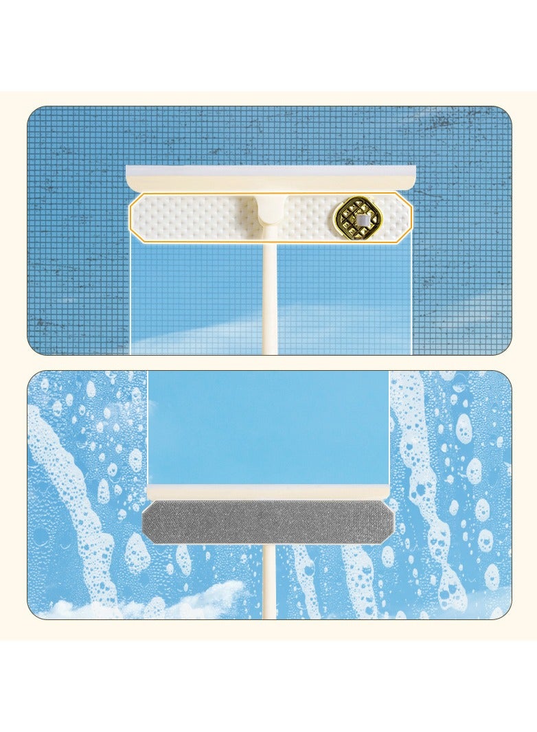 SOLARAE Window Cleaning Squeegee, Telescopic Window Cleaning Scraper with Long Handle, Window Cleaning Tools with Dual Side Blade Rubber & Scrubber Sponge, Multi-Use Car Windshield Cleaning Tool  (Beige) - Image 4