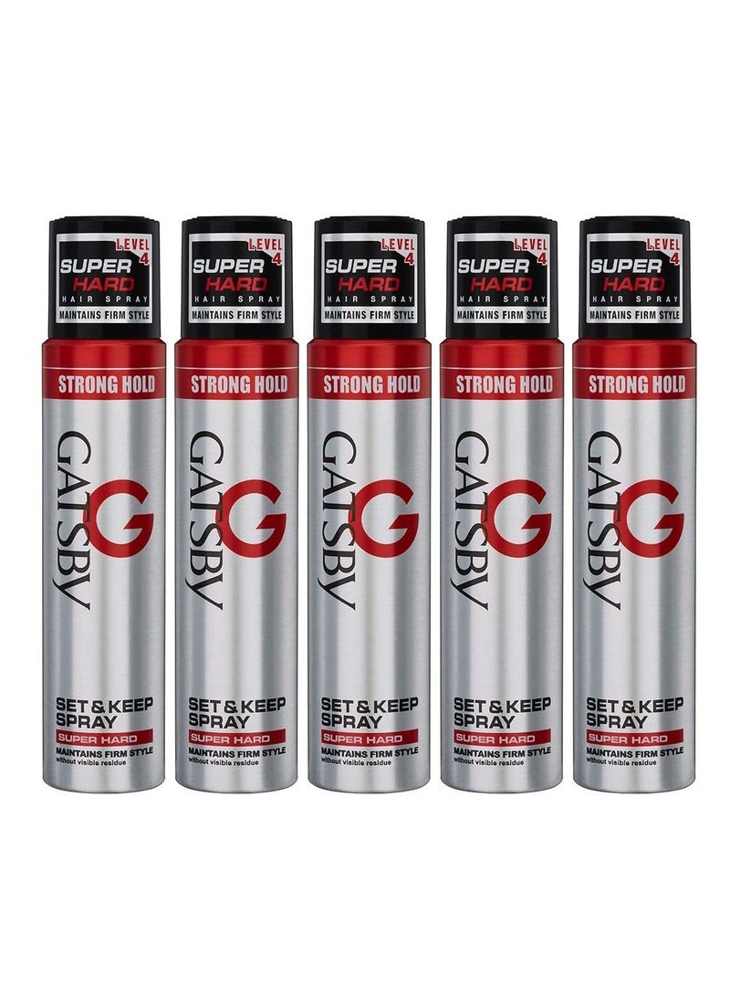 GATSBY Set and Keep Super Hard Hair Spray 250ml (Pack of 5) - Image 1