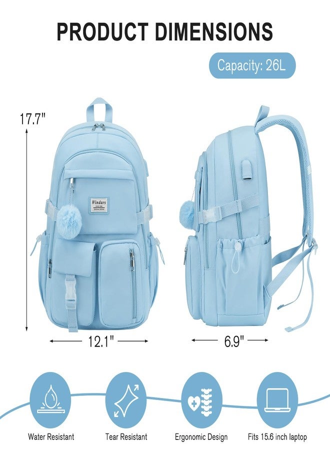 WINDARS Backpack for Teen Girls, Laptop Backpack Cute Kids Bookbag for Middle School College Students Large School Bag, Blue, 15.6 inch - Image 3