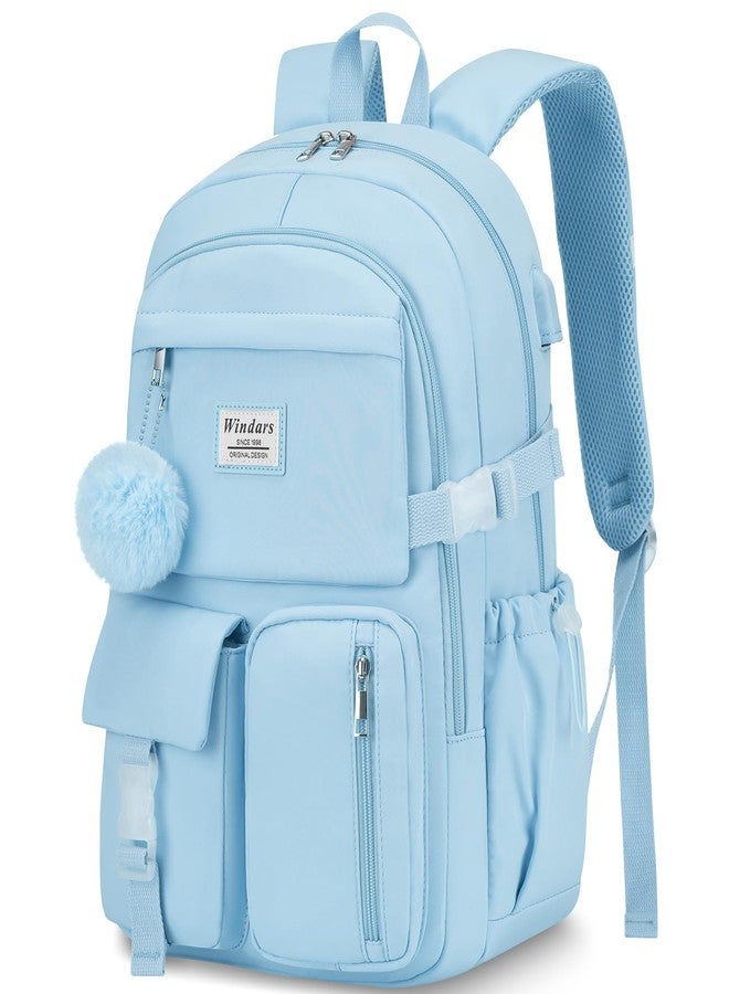 WINDARS Backpack for Teen Girls, Laptop Backpack Cute Kids Bookbag for Middle School College Students Large School Bag, Blue, 15.6 inch - Image 1