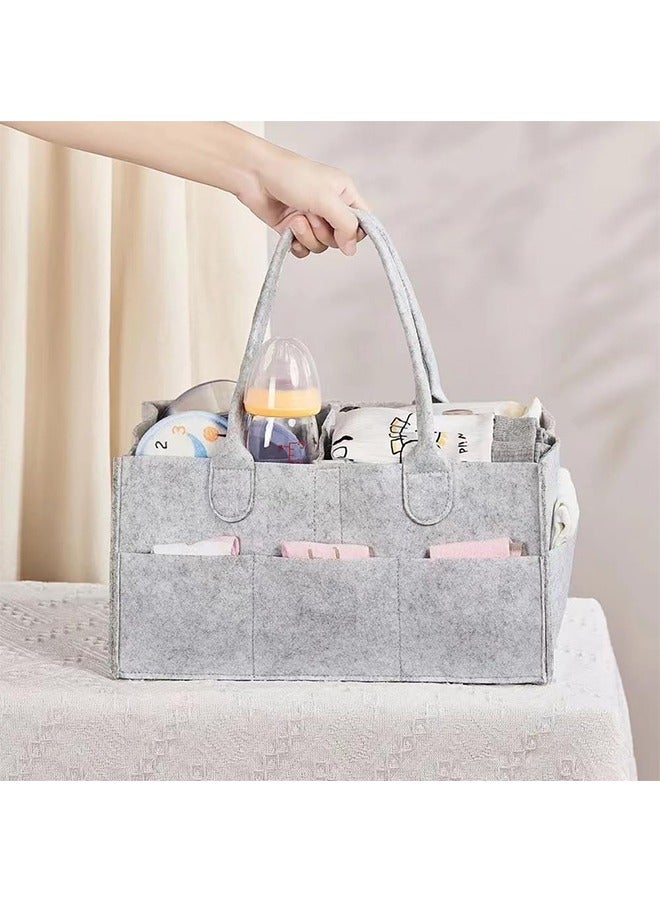 JCB CHIC Baby Diaper Caddy Organizer Tote Bag Multifunction Baby Diaper Basket for Changing Table Portable Car Travel Nursery Storage Bin for Newborn Essentials (Grey)  - Image 1