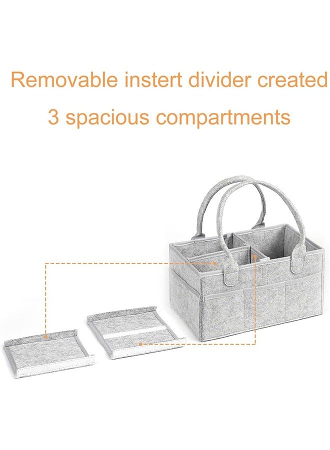 JCB CHIC Baby Diaper Caddy Organizer Tote Bag Multifunction Baby Diaper Basket for Changing Table Portable Car Travel Nursery Storage Bin for Newborn Essentials (Grey)  - Image 5