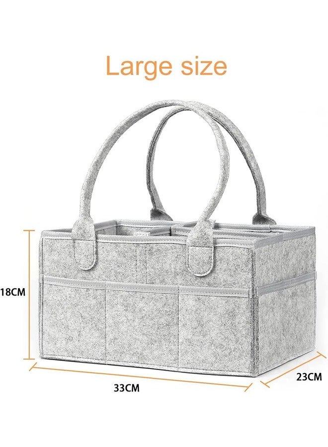 JCB CHIC Baby Diaper Caddy Organizer Tote Bag Multifunction Baby Diaper Basket for Changing Table Portable Car Travel Nursery Storage Bin for Newborn Essentials (Grey)  - Image 3