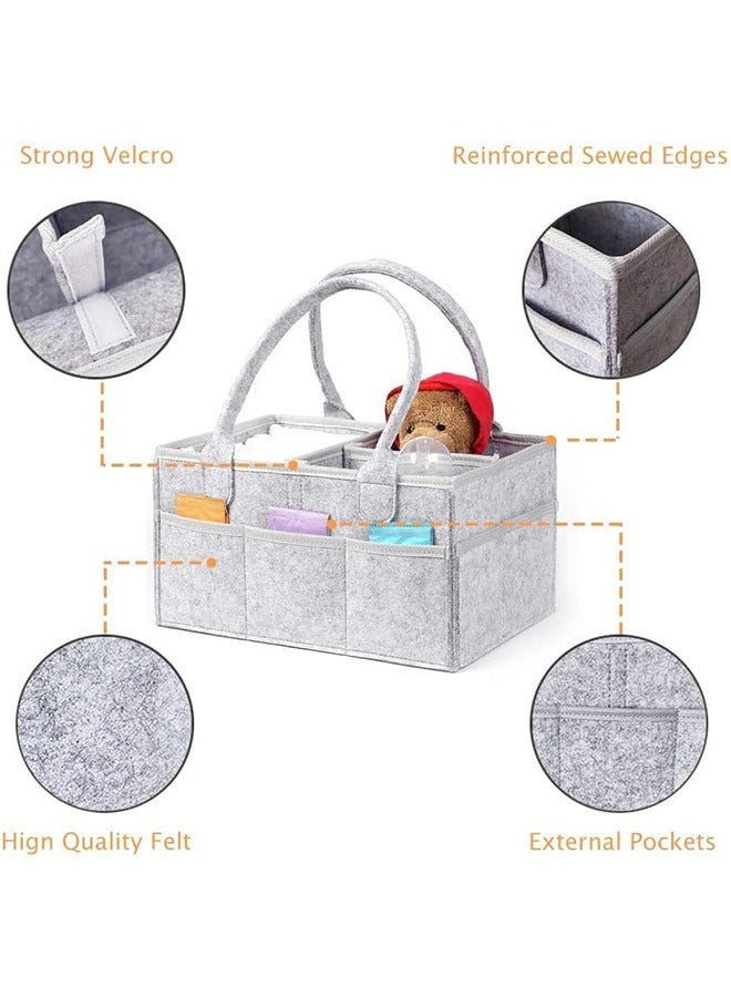 JCB CHIC Baby Diaper Caddy Organizer Tote Bag Multifunction Baby Diaper Basket for Changing Table Portable Car Travel Nursery Storage Bin for Newborn Essentials (Grey)  - Image 4