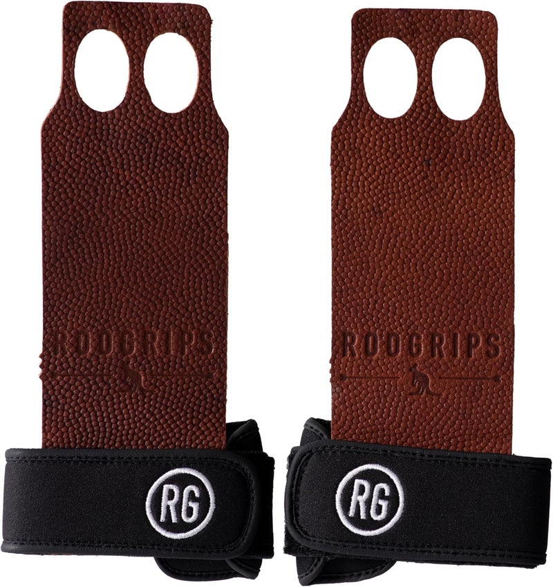 RooGrips 2 Finger Premium Leather Hand Grips for Gymnastic Bars, Cross Training, Gym & Home Workouts, Pull Up Bars & Weightlifting - The Most Durable Palm Guard from Rips and Blisters - Image 2