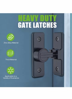 Generic Heavy Duty 90 Degree Right Angle Door Lock, Durable Flip Latch Bolt for Doors and Windows, Push,Pull Lock Rod for Barns  - Image 2