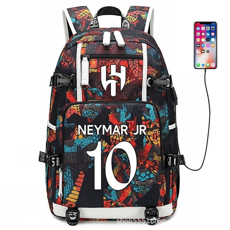Football Star Backpack for Kids & Adults - Large Capacity Sports Backpack with USB Port, Waterproof Oxford Fabric, Breathable & Durable, Ideal for Soccer, Basketball, Gym, Travel