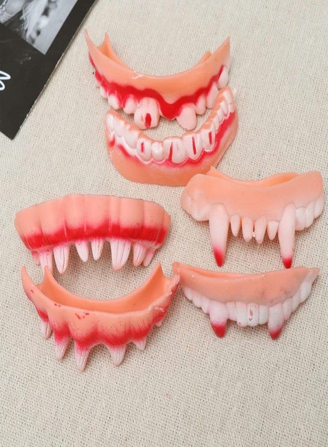 AGC Vampire Silicone Teeth for Halloween | Bloody Vampire Fangs & Zombie Tooth Caps | Scary Devil Costume Prop for Party Makeup & Cosplay | Reusable Fake Teeth Accessory (Pack of 1 Pair) - Image 2