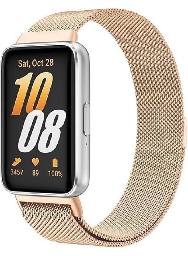 Ecosystem Metal Band for Samsung Galaxy Fit 3, Mesh Replacement Strap for Samsung Fit3 Smartwatch, Adjustable Wristband with Secure Clasp, Comfortable & Durable Watch Band (Gold, Mesh) - Image 1