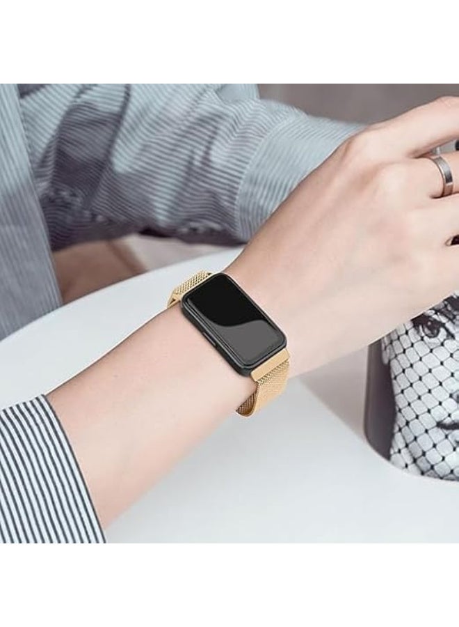 Ecosystem Metal Band for Samsung Galaxy Fit 3, Mesh Replacement Strap for Samsung Fit3 Smartwatch, Adjustable Wristband with Secure Clasp, Comfortable & Durable Watch Band (Gold, Mesh) - Image 2