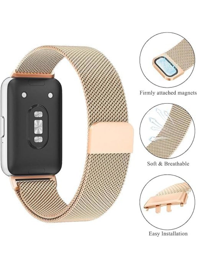 Ecosystem Metal Band for Samsung Galaxy Fit 3, Mesh Replacement Strap for Samsung Fit3 Smartwatch, Adjustable Wristband with Secure Clasp, Comfortable & Durable Watch Band (Gold, Mesh) - Image 5