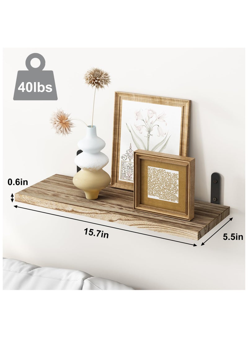 شو وو أرفف خشبية عائمة لتزيين الحائط، مجموعة أرفف حائط مكونة من 6 قطع، رف عائم مثبت على الحائط لتزيين غرفة النوم، تخزين الحمام، رف إطاري للحائط - Image 3