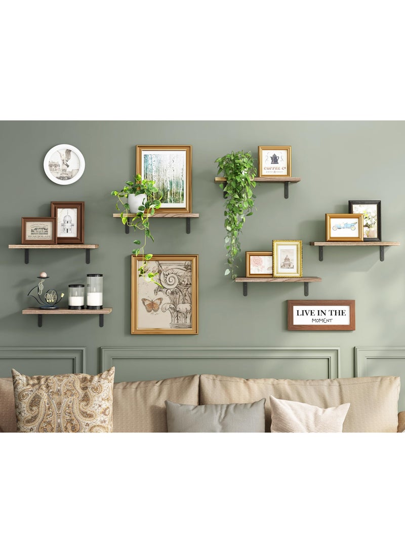 شو وو أرفف خشبية عائمة لتزيين الحائط، مجموعة أرفف حائط مكونة من 6 قطع، رف عائم مثبت على الحائط لتزيين غرفة النوم، تخزين الحمام، رف إطاري للحائط - Image 4