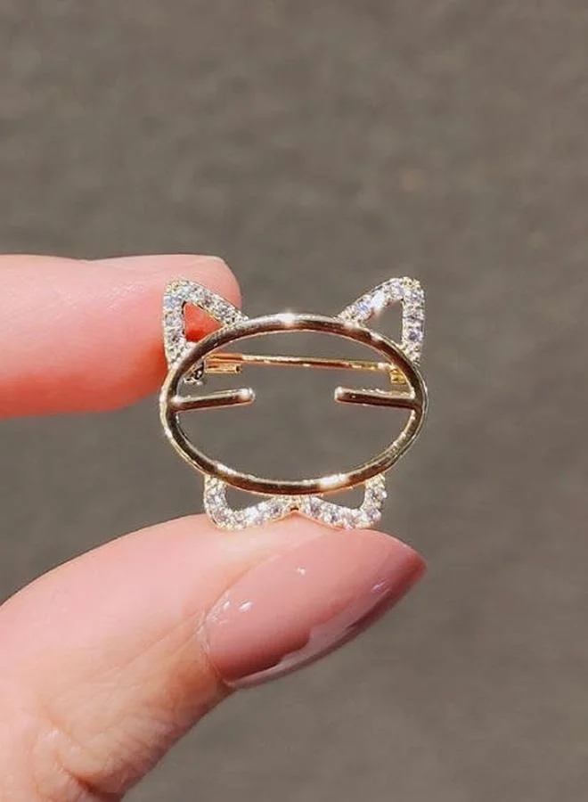 Take Two  Gold Cat Brooch with Crystals for Women | Best Price UAE