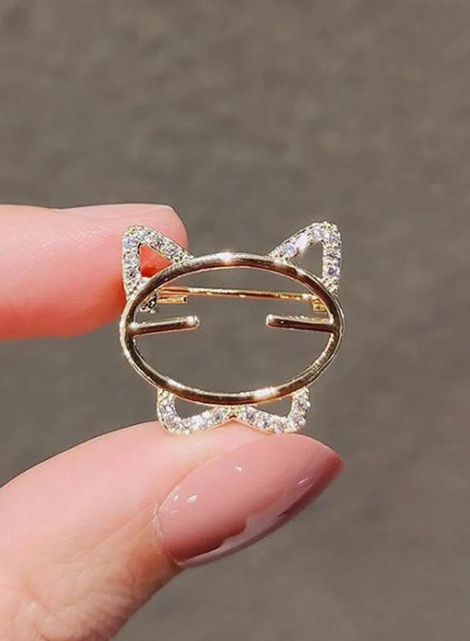 Take Two  Gold Cat Brooch with Crystals for Women | Best Price UAE