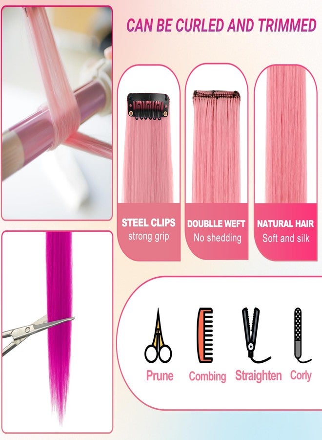 TOFAFA 22 Pcs Colored Hair Extensions, Multi-colors Party Highlights Clip in Synthetic Hair Extensions 22 inch Rainbow Hairpieces for Girls Women Kids Favor Gift (Colorful Set) - Image 3