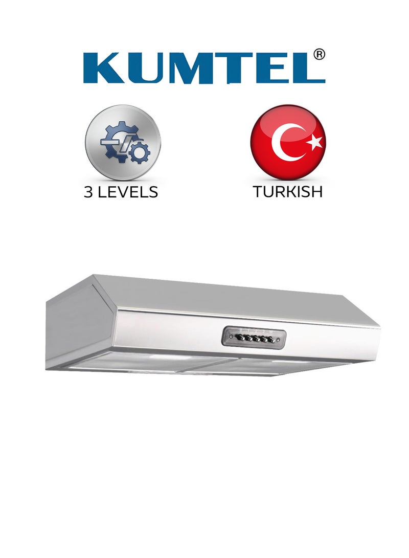 Kumtel Built-in hood - stainless steel - 60 cm - 450 cubic meter suction power - 140 watts - Button control - 2 suction motors - 3 levels - DK6-711 - Image 1