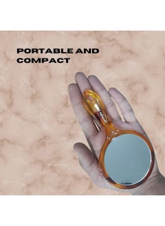 Scarlet Line Scarlet Line Professional Small Round Dual Sided Handy Purse Mirror Ergonomic Compact Magnifying Hand Mirror for Makeup, Travel with Handle_Shell  - Image 4