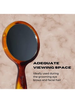 Scarlet Line Scarlet Line Professional Small Round Dual Sided Handy Purse Mirror Ergonomic Compact Magnifying Hand Mirror for Makeup, Travel with Handle_Shell  - Image 2