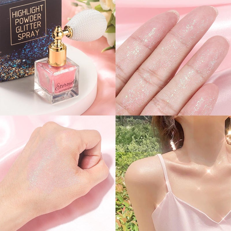 Etercycle Pink Body Glitter Spray, Shimmering Spray Powder Sparkle Powder, Cosmetic Shimmer Makeup Glitter for Hair and Body Face Clothes Nail Art Craft Design Easter Christmas Halloween Crafts - Image 4