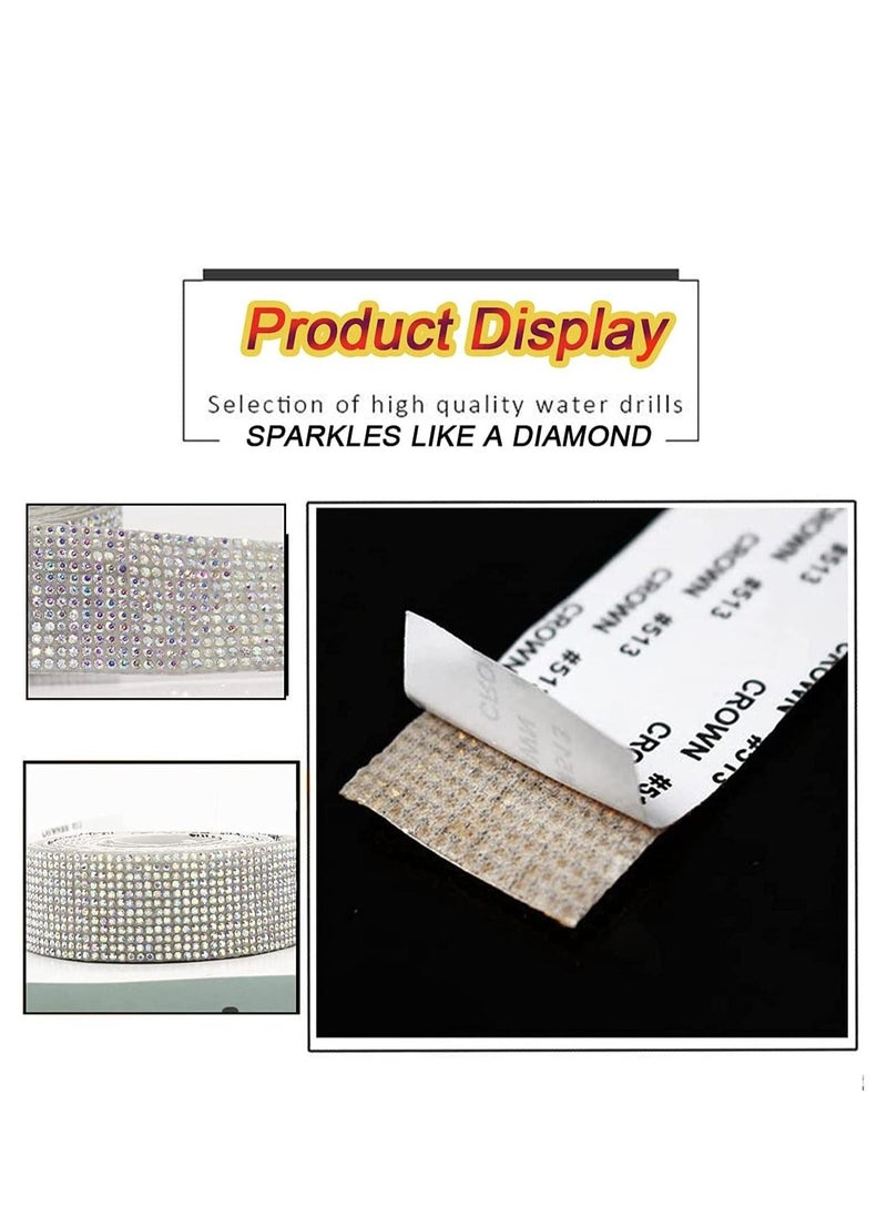 Self Adhesive Crystal Rhinestone Diamond Ribbon, Bling Crystal Rhinestones Sticker DIY Car Decoration Sticker Glitter Rhinestones Gem Stickers 4Rolls/4Yards (Colorful) - Image 3