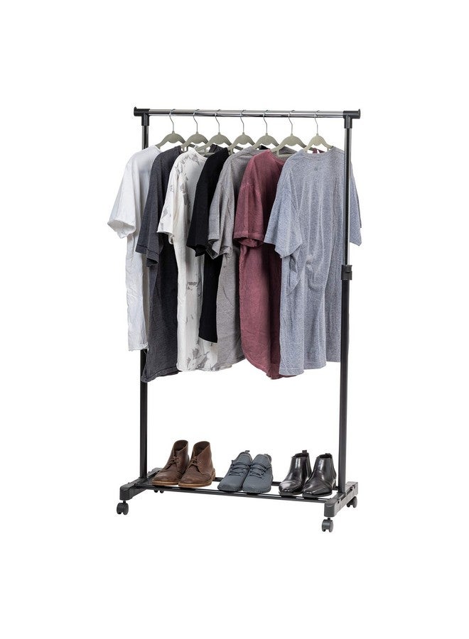 IRIS IRIS USA Clothes Rack, Portable Single-Rod Height Adjustable with Lockable Wheels, Rolling Garment Rack, Single Rod Wardrobe Rack, Easy Assemble, for Clothes, Belts, Shoes, and Bags  - Image 1