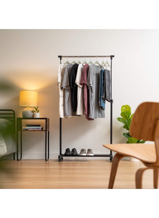 IRIS IRIS USA Clothes Rack, Portable Single-Rod Height Adjustable with Lockable Wheels, Rolling Garment Rack, Single Rod Wardrobe Rack, Easy Assemble, for Clothes, Belts, Shoes, and Bags  - Image 2