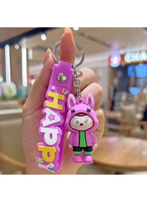 Labubu Cartoon Sheep Silicone Keychain Accessory Purple-sweatshirt tarpaulin