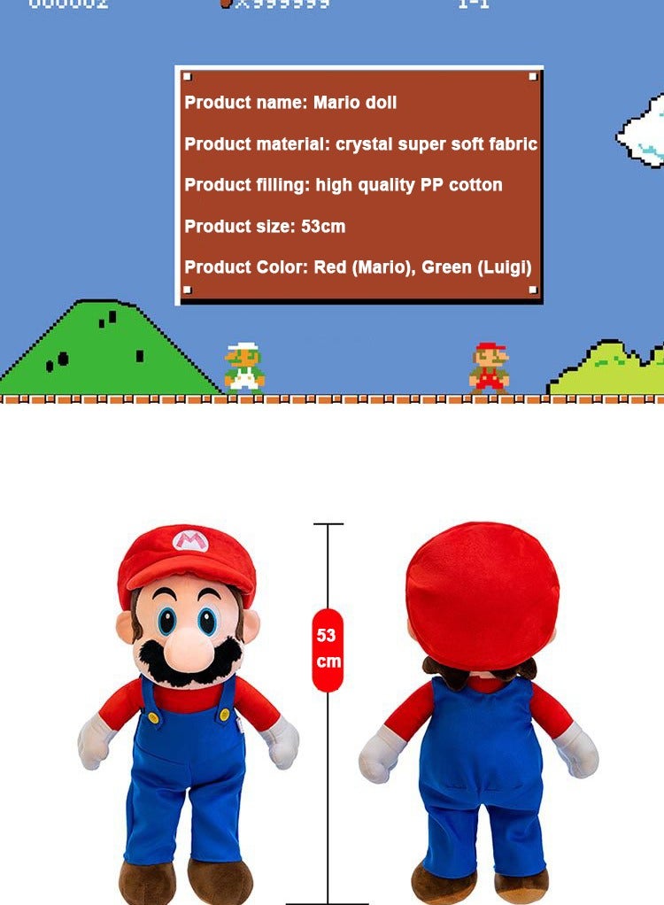 53cm Super Mario Doll Mario Series Plush Toys for Children to Play with Rag Dolls  - Image 3
